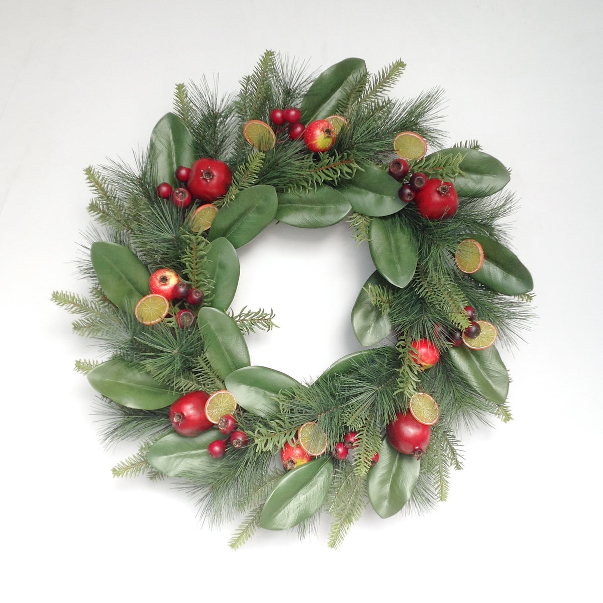 30" MIX FRUIT LEAF PINE WREATH